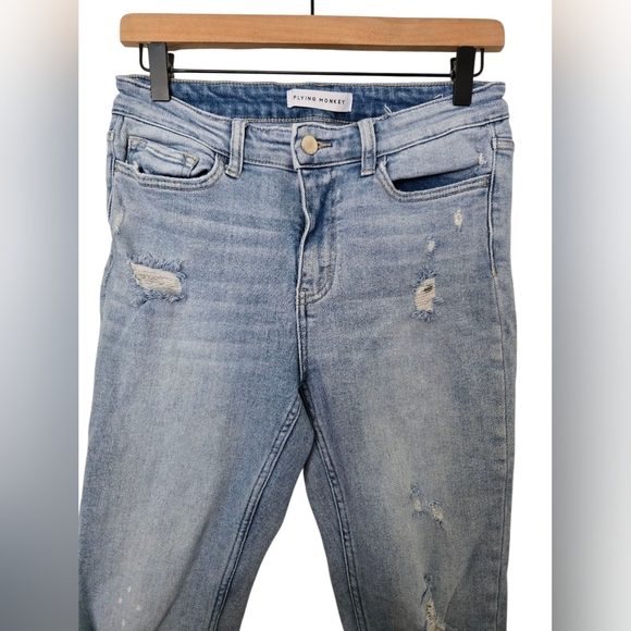Flying Monkey Blue Skinny Jeans Distressed Style Size 28 - Picture 2 of 7